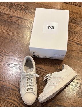 Y-3 adidas Superstar White leather sneakers w string, men’s 6.5, nwt